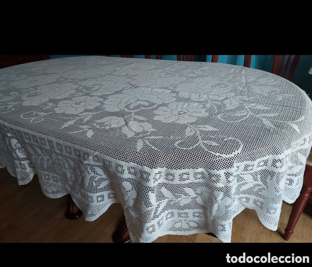 Vintage: Precioso mantel decoraci&oacute;n de mesa ovalada grande