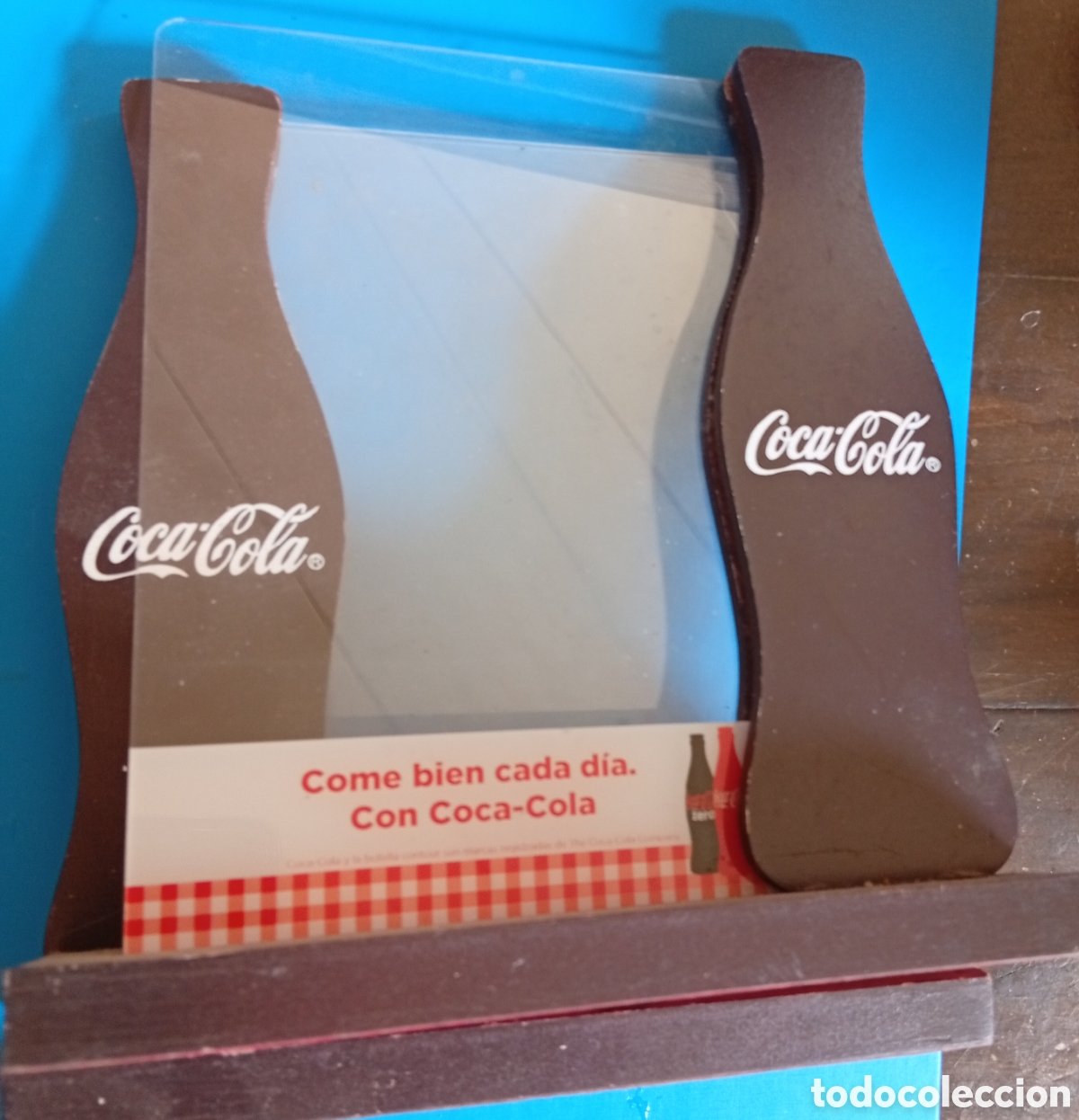 Vintage: Publicidad de coca cola lote de 3 porta men&uacute;s de madera y metraquilsto