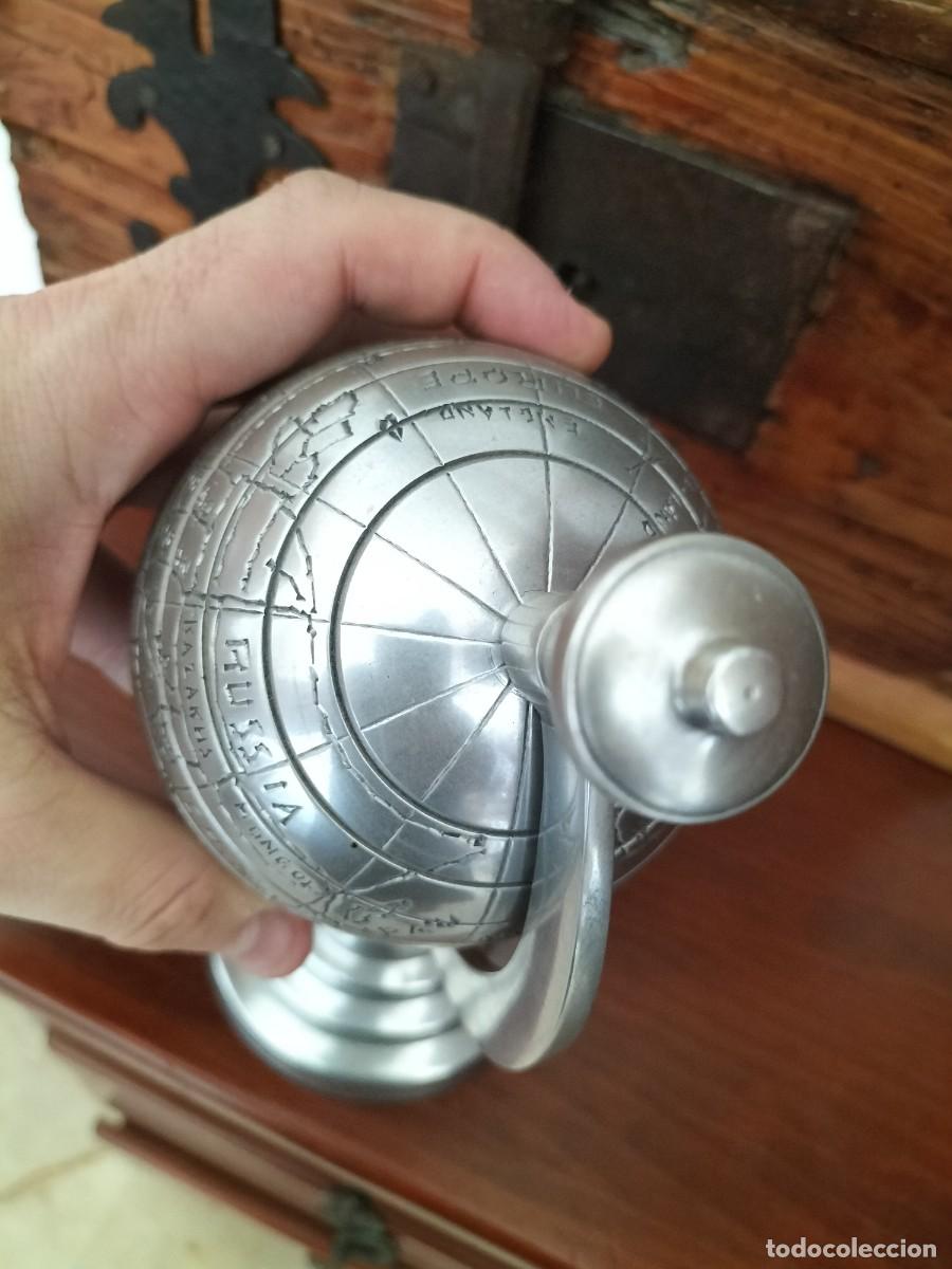 Vintage: Globo terr&aacute;queo giratorio en aluminio. - Foto 4