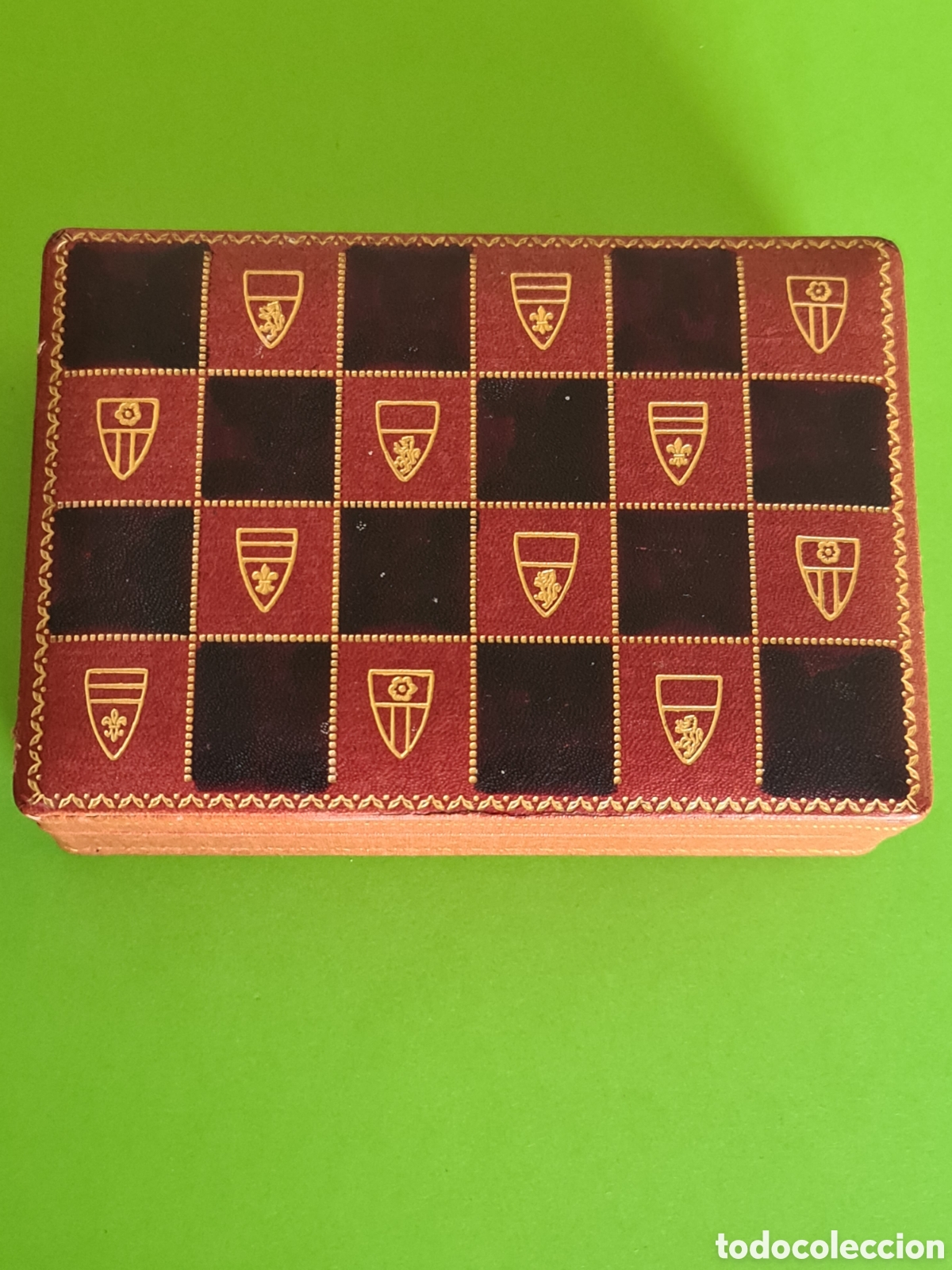 Vintage: Caja de madera, forrada de cuero. Made in Florence-Italia