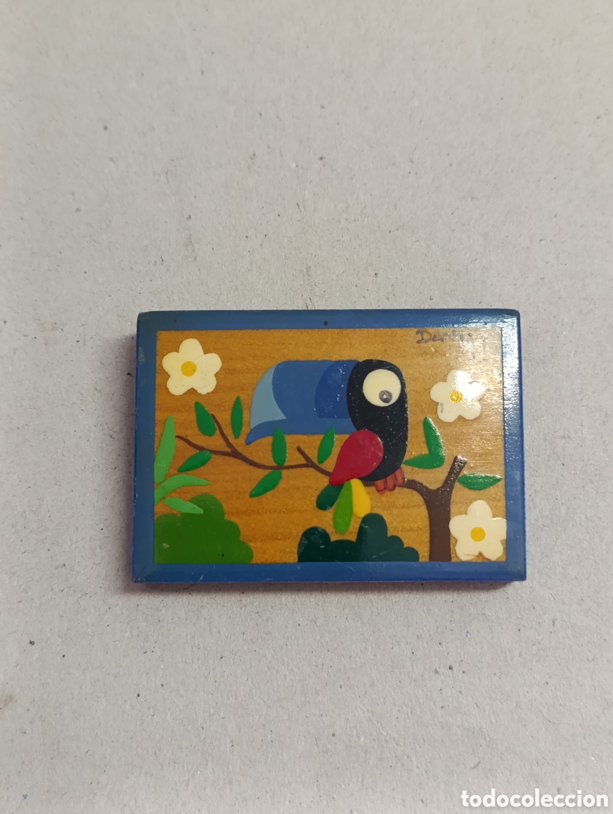 Vintage: CUADRITO PEQUE&Ntilde;O PINTADO EN MADERA REPRESENTANDO TUCAN.