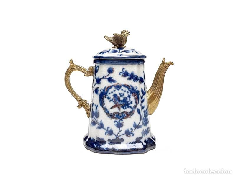 Vintage: Tetera de porcelana y bronce (1411) - Foto 5