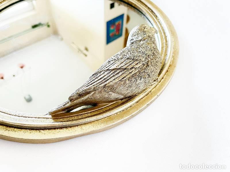 Vintage: Espejo de pared redondo con p&aacute;jaro (2121) - Foto 3