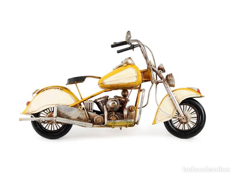 Vintage: Modelo de metal - Motocicleta cruiser cl&aacute;sica personalizada - 60 cm (1409)