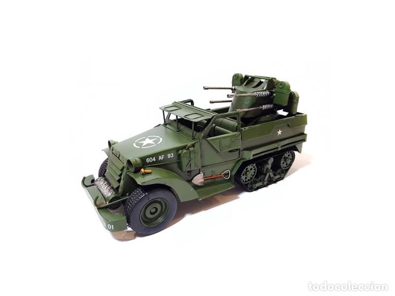 Vintage: Maqueta met&aacute;lica del veh&iacute;culo blindado M16 MGMC del ej&eacute;rcito estadounidense de la Segunda Guerra Mun