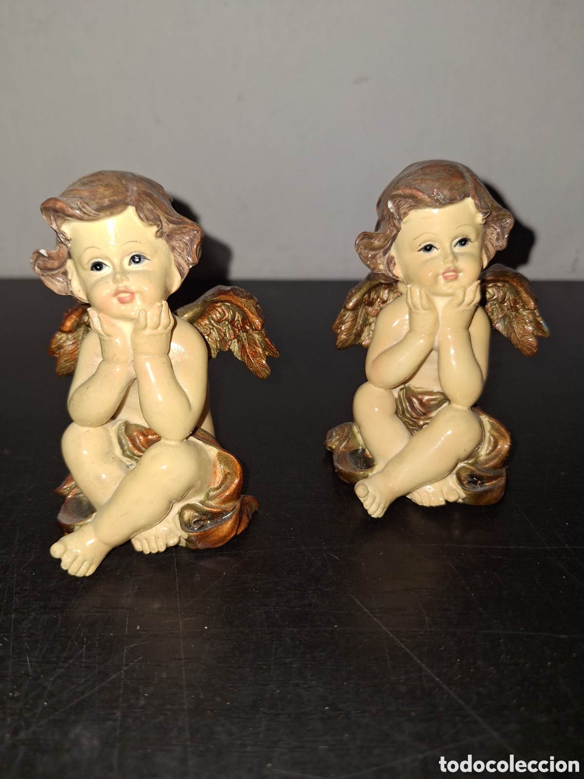 Vintage: Pareja de angeles de resina