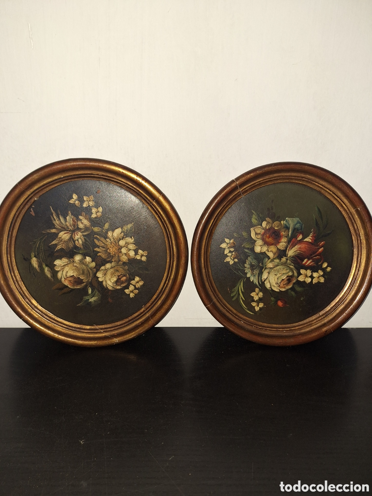 Vintage: Lote de dos cuadros redondos 27cm