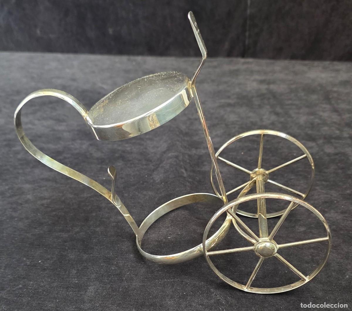 Vintage: Portavelas Vintage Plateado Forma Bicicleta Decoraci&oacute;n Retro 22x22 cm
