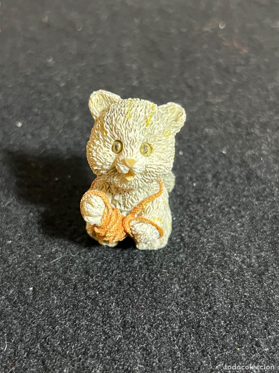 Vintage: Figura gato Kitty Cucumber Enesco resina vintage gatito ovillo lana a&ntilde;os 90