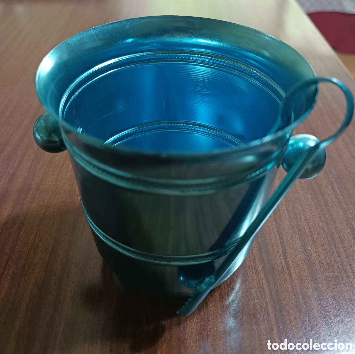 Vintage: Cubitera vintage de aluminio azul