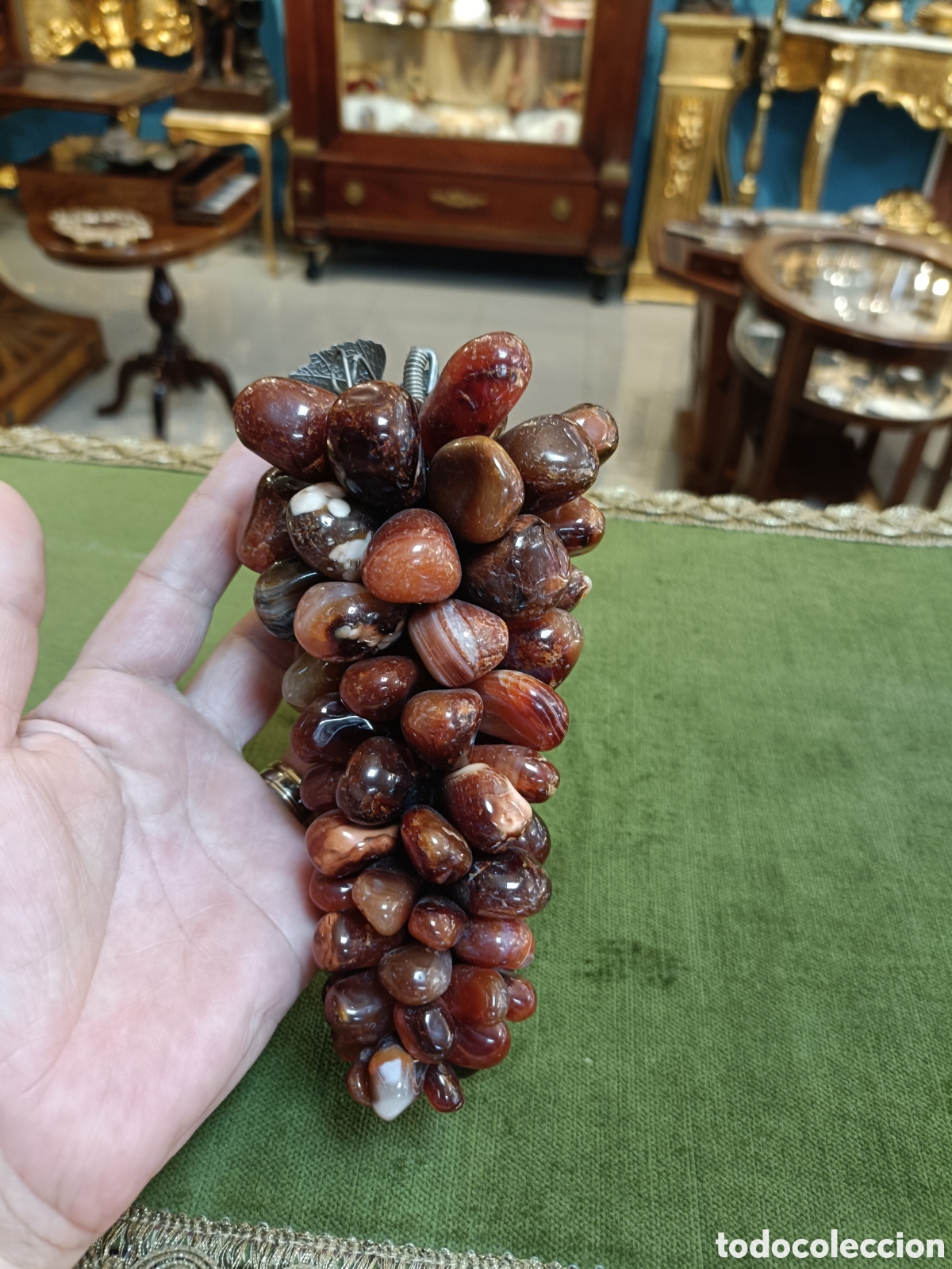 Vintage: RACIMO DE UVA EN &Aacute;GATA CON HOJA DE METAL. - Foto 8