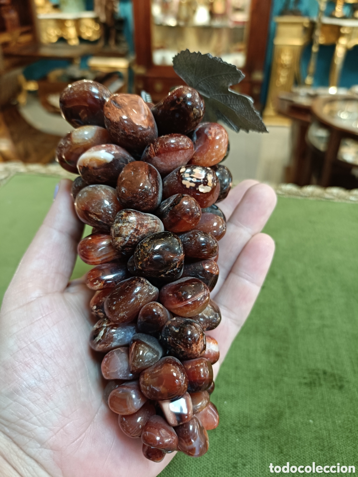Vintage: RACIMO DE UVA EN &Aacute;GATA CON HOJA DE METAL. - Foto 10