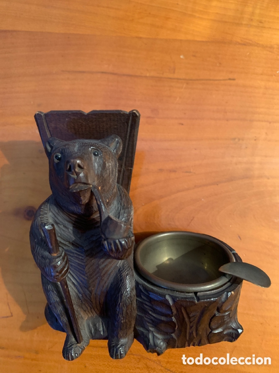 Vintage: Oso cenicero tallado en madera