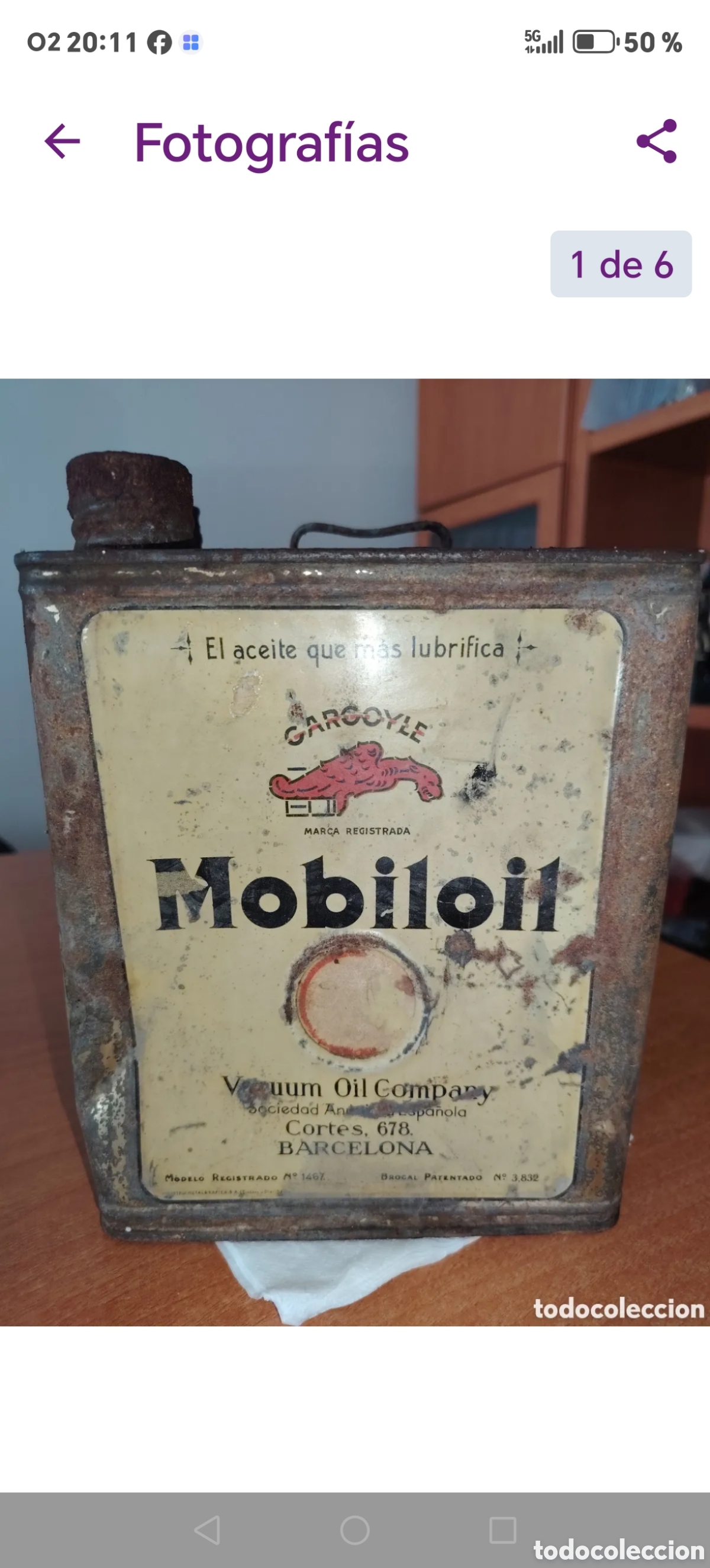 Vintage: Antigua lata de aceite mobiloil.