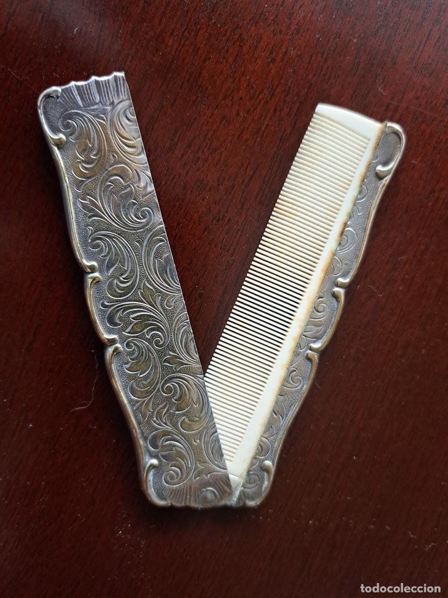 Vintage: ANTIGUO PEINE DE METAL PLEGABLE - Foto 2