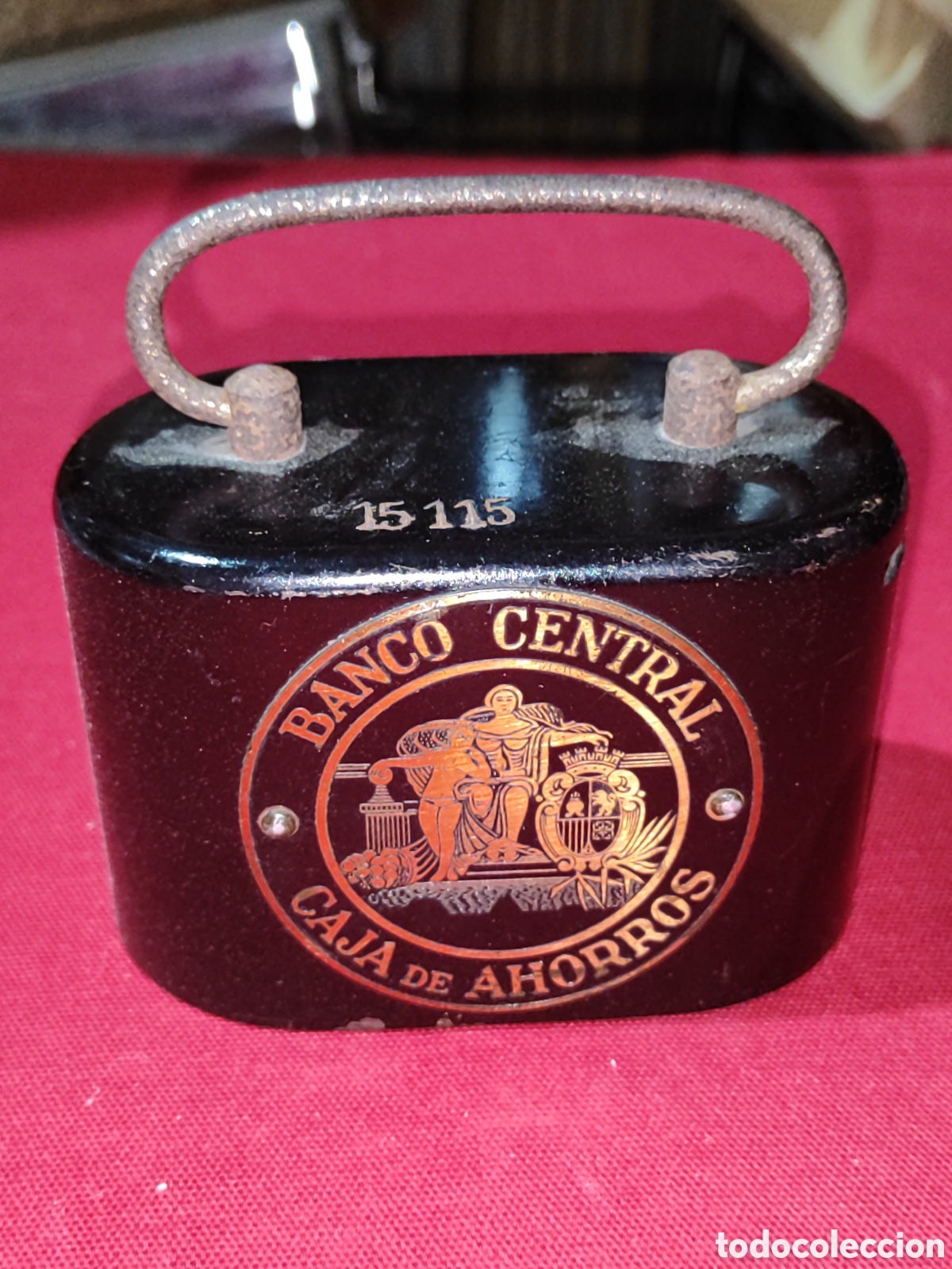 Vintage: Antigua hucha caja caudales publicidad BANCO CENTRAL CAJA DE AHORROS SIN LLAVE
