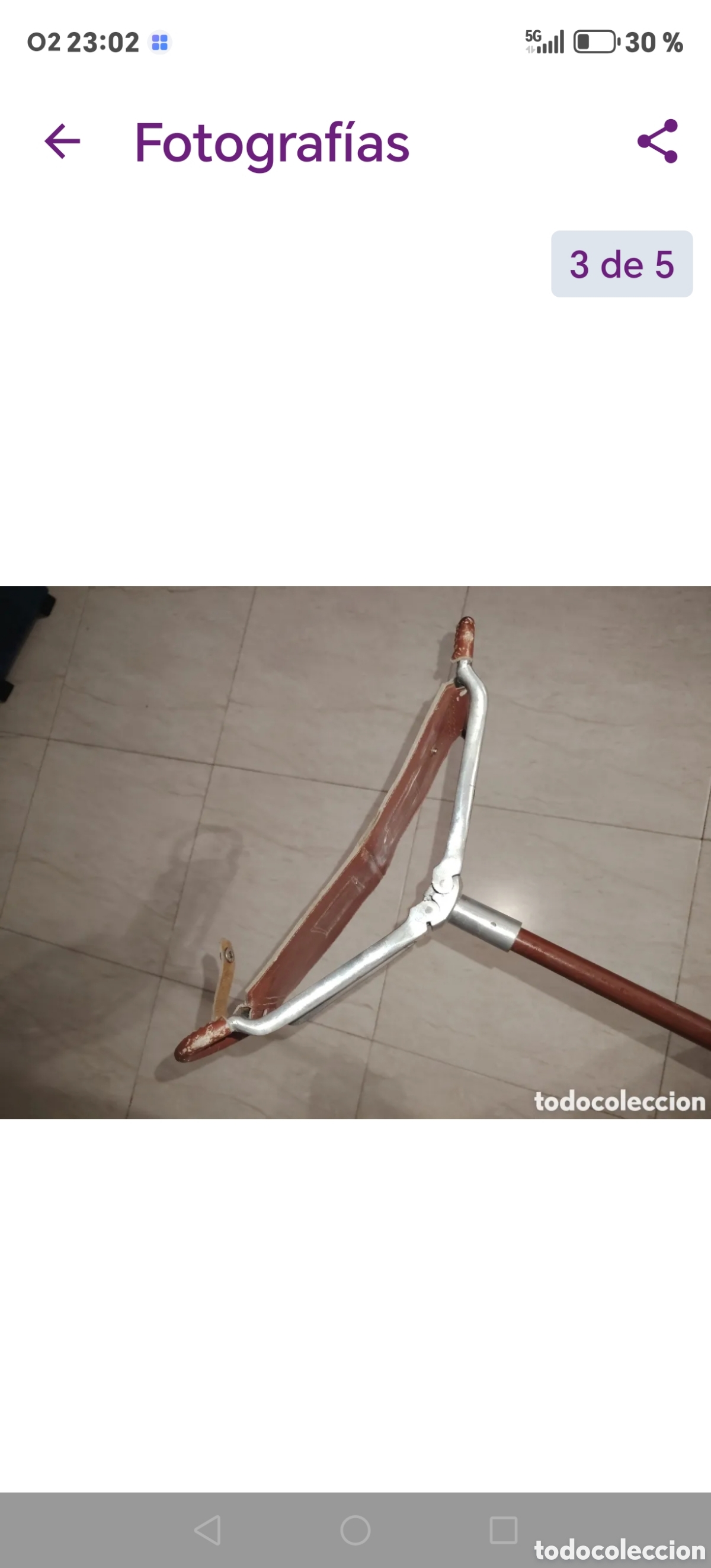 Vintage: Antiguo bast&oacute;n silla de caza, - Foto 3