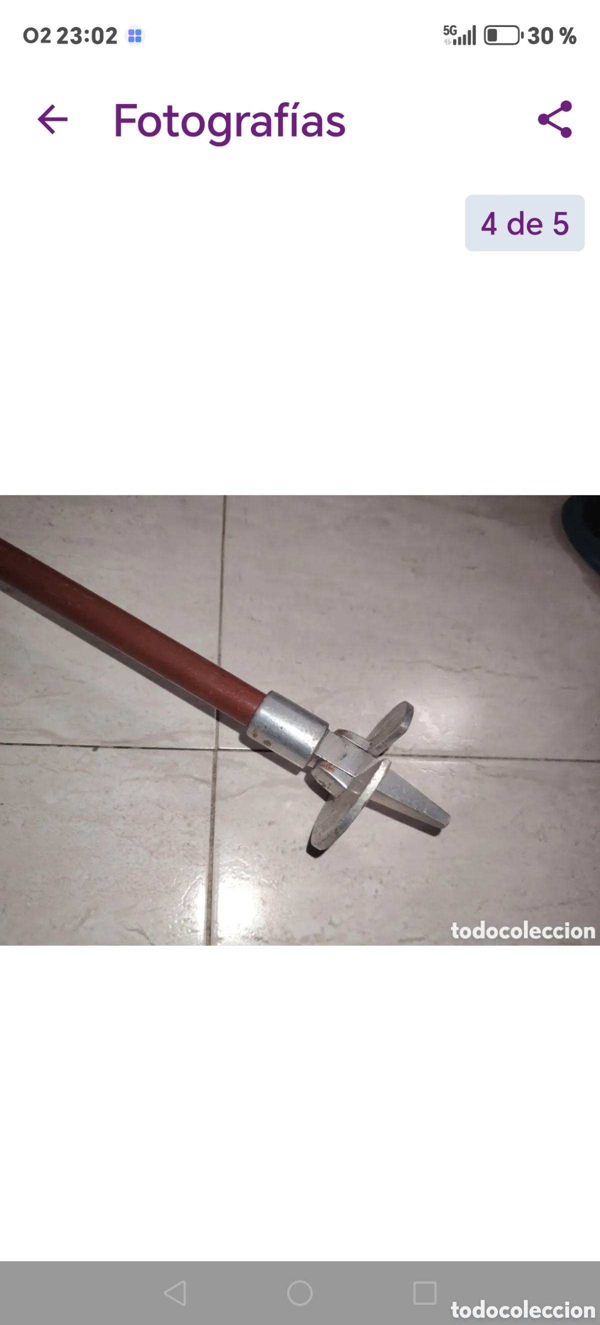 Vintage: Antiguo bast&oacute;n silla de caza, - Foto 4
