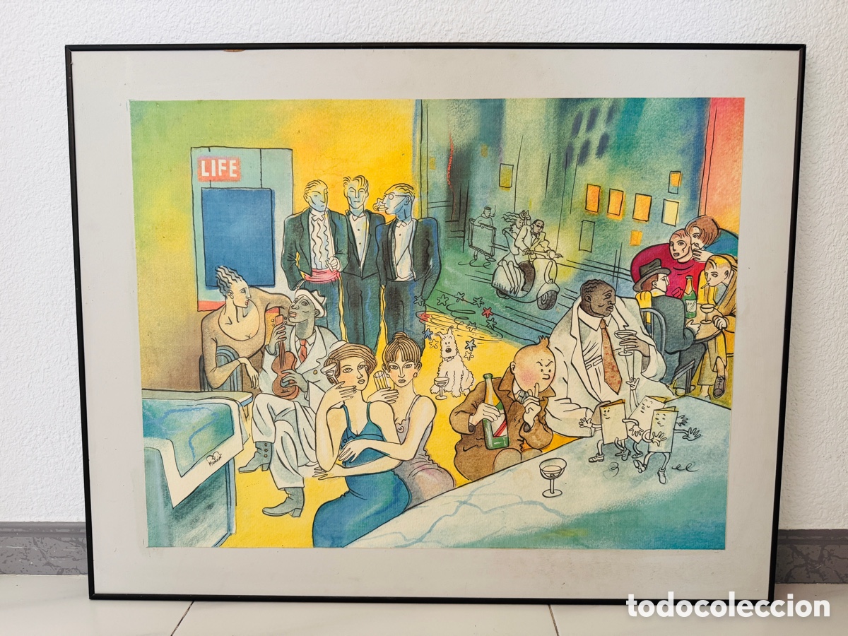 Vintage: H. damave- tintin. coctel. mamagraf 75 X 57 cm.