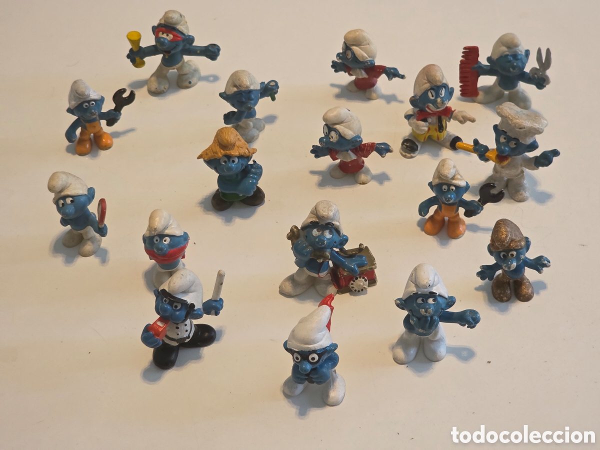 Vintage: 17 pitufos peyo vintage schleich pvc a&ntilde;os 80 lote