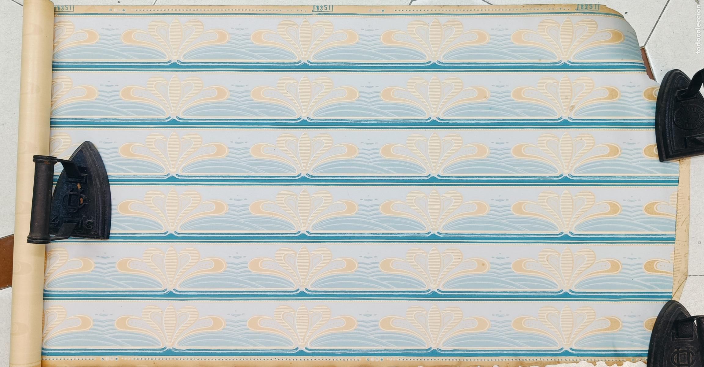 Vintage: ROLLO DE PAPEL PINTADO EMPAPELAR PARED MUY ANTIGUO MODERNISTA ART NOVEAU VINTAGE DECORACION