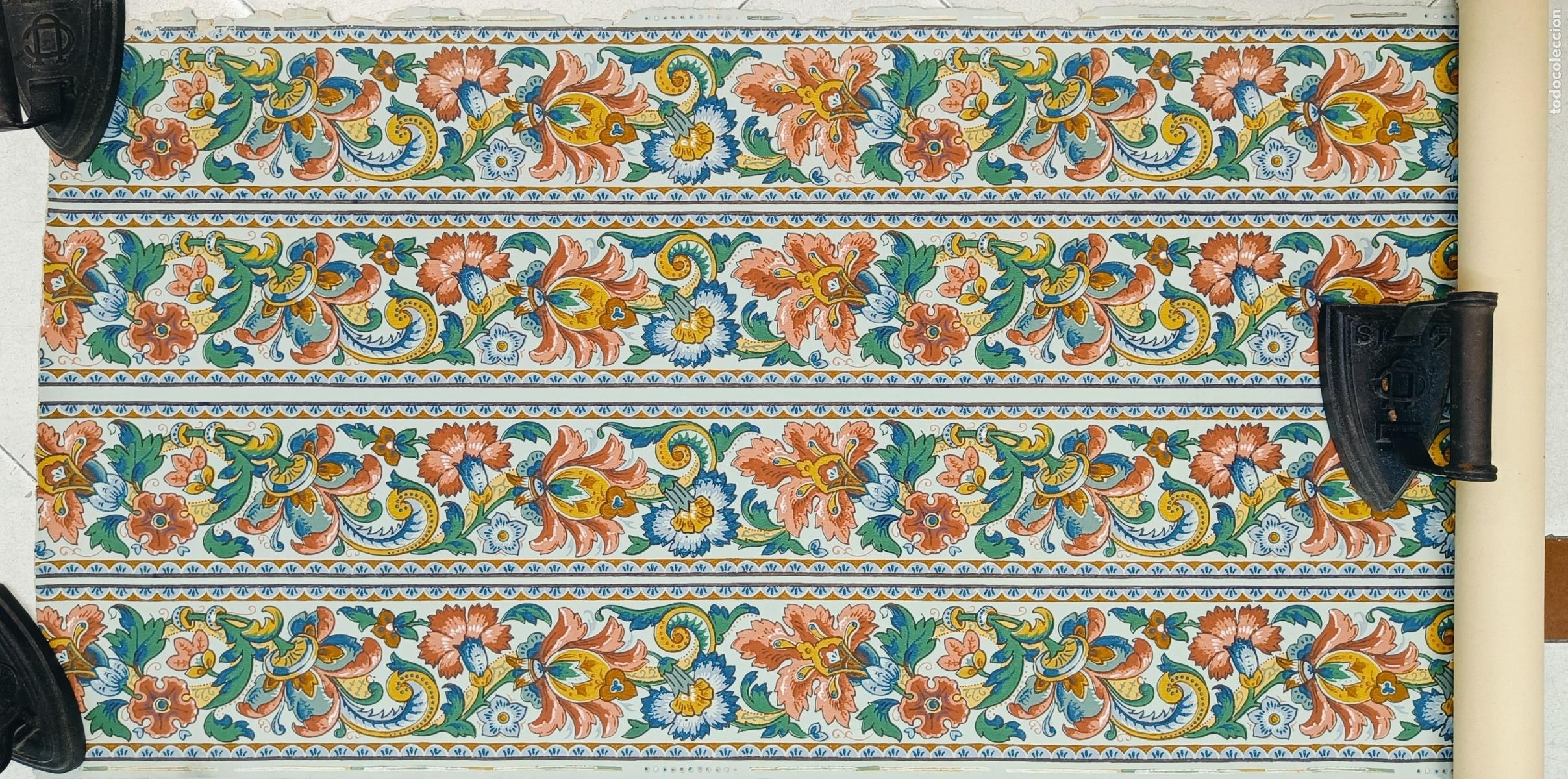 Vintage: ROLLO DE PAPEL PINTADO EMPAPELAR PARED MUY ANTIGUO MODERNISTA ART NOVEAU VINTAGE DECORACION