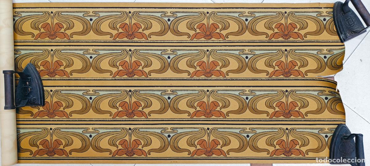 Vintage: ROLLO DE PAPEL PINTADO EMPAPELAR PARED MUY ANTIGUO MODERNISTA ART NOVEAU VINTAGE DECORACION