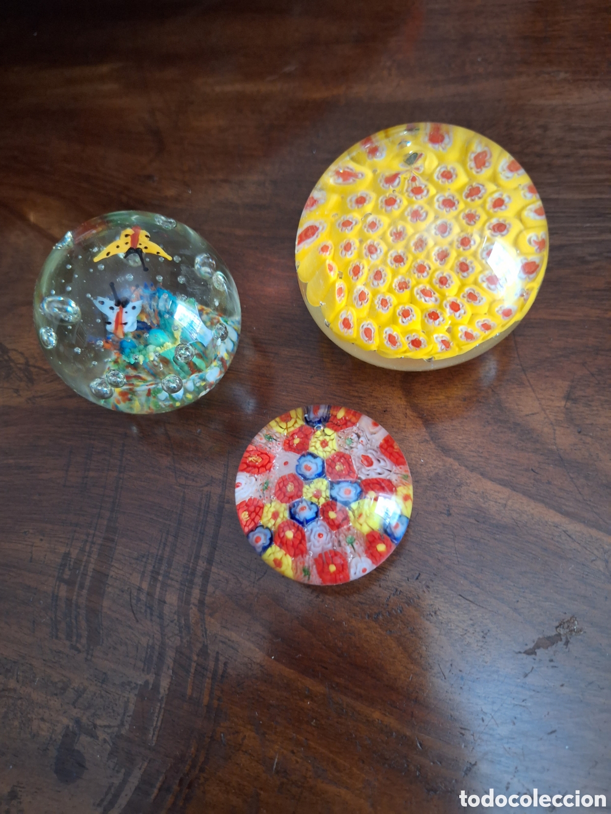 Vintage: 3 pisapapeles cristal Murano