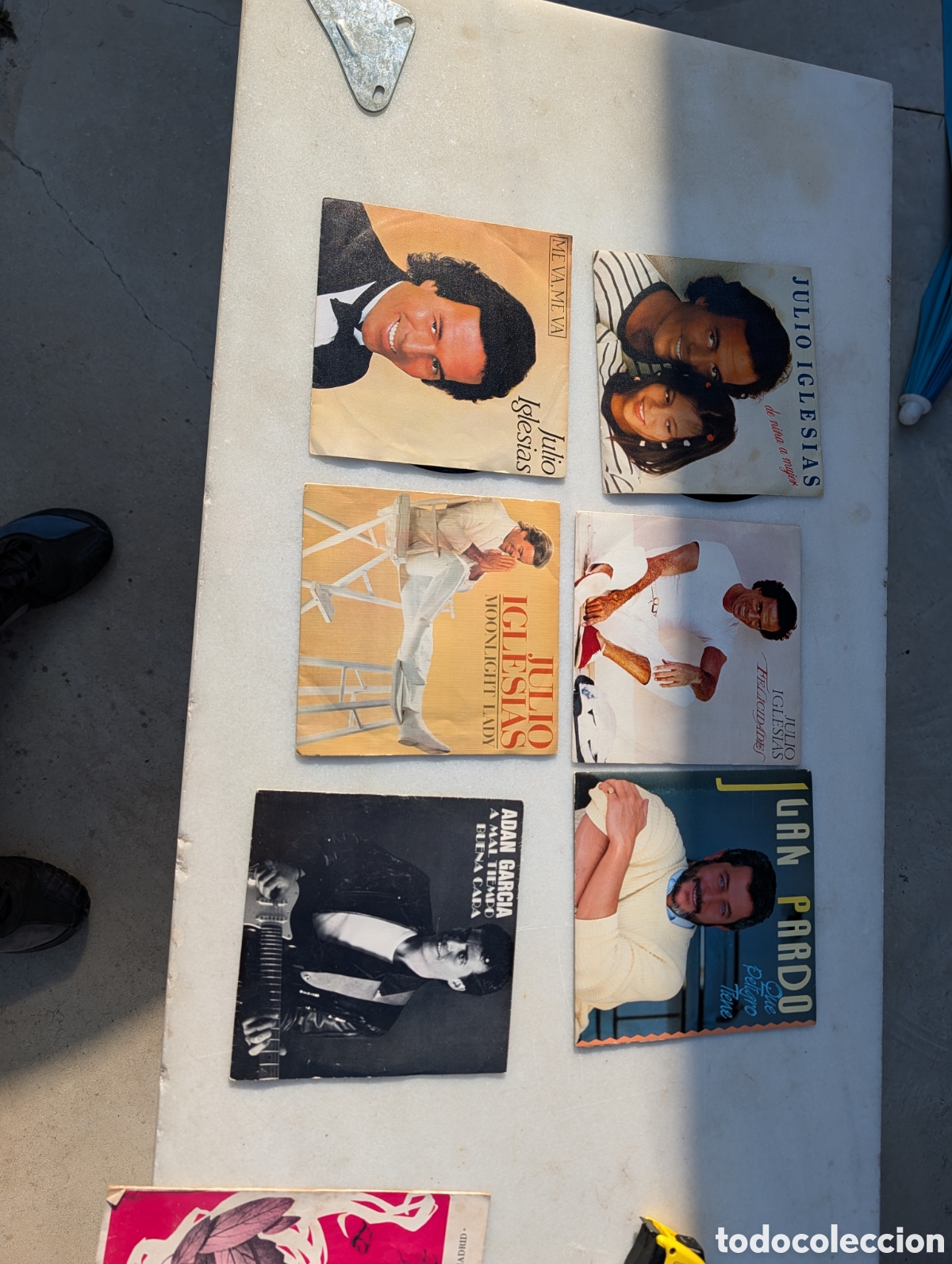 Vintage: Lote de 6 discos singles vinilo 7'' - Julio Iglesias, Juan Pardo y Adan Garc&iacute;a (Promocional) + Progr