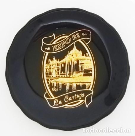 Vintage: PEQUE&Ntilde;O PLATO DE EXPO 92 LA CARTUJA SEVILLA BLUE COW RECUERDO EXP UNIVERSAL EXPO92 PORCELANA PLATITO