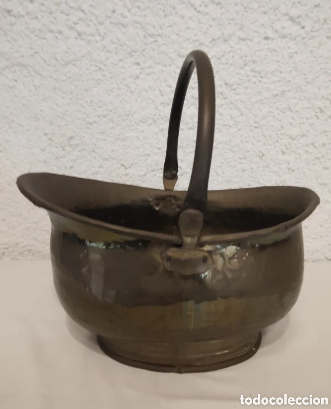 Vintage: Cesto antiguo de bronce o lat&oacute;n.