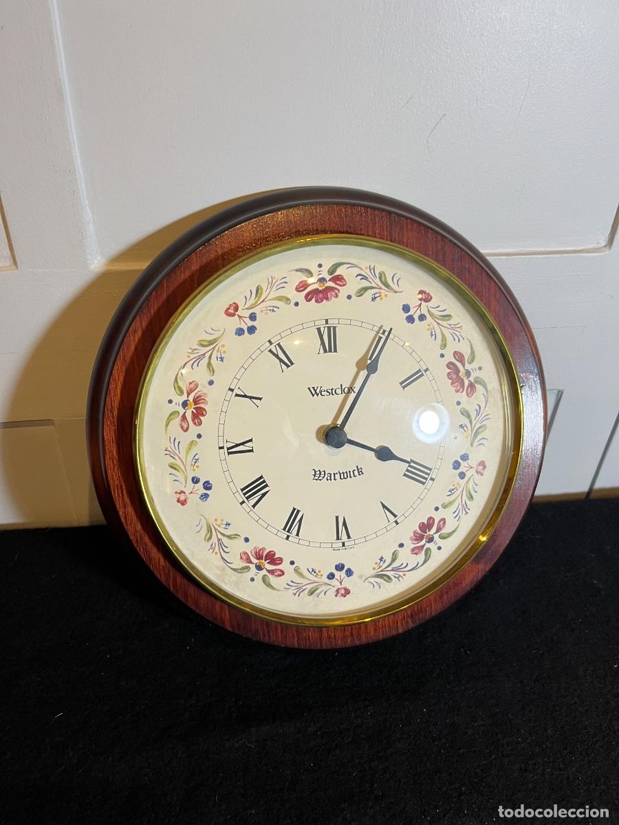 Vintage: Reloj de pared Westclox Warwick Marco Polo Tuscany madera flores vintage a&ntilde;os 70 80