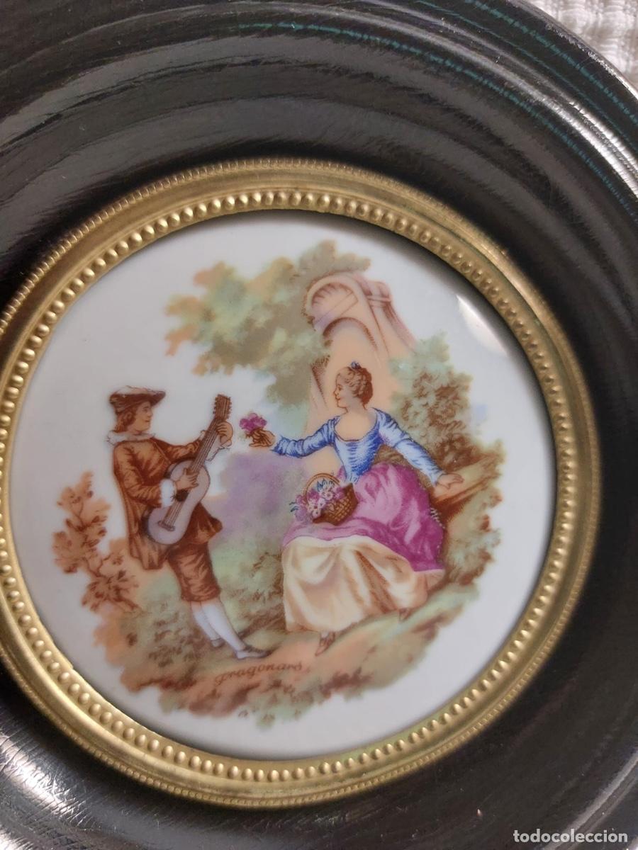 Vintage: CUADRO REDONDO EN MADERA Y PORCELANA - Foto 2