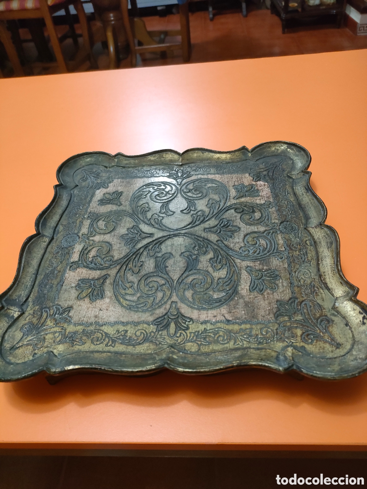 Vintage: Base de mesa hecha bandeja a&ntilde;os 90