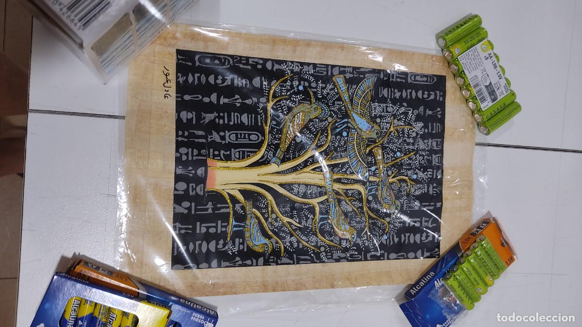 Vintage: 1187 AUTENTICO PAPIRO EGIPCIO, PINTADO A MANO, FIRMADO, NUEVO, A&Ntilde;OS 90