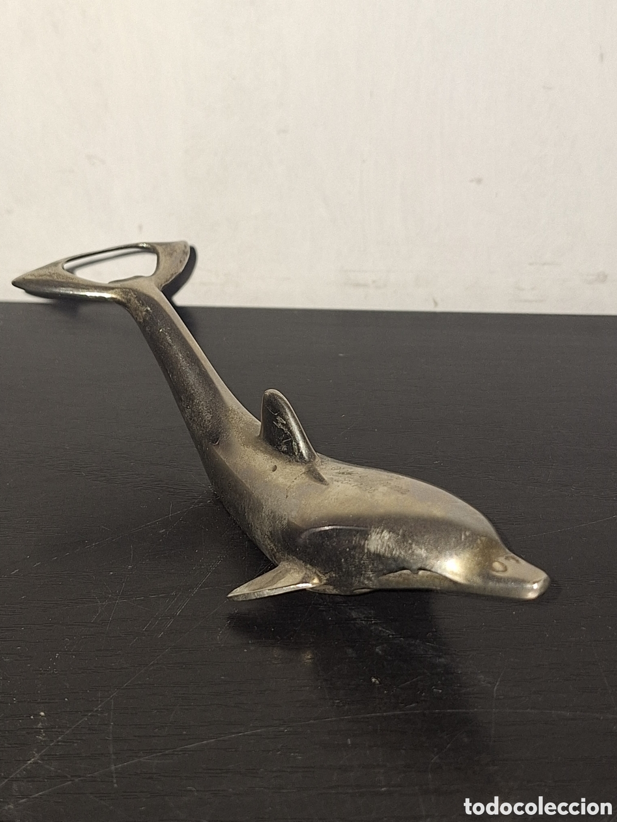 Vintage: Abridor de botellas delfin plateado