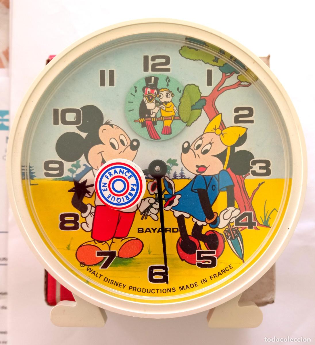 Vintage: RARO reloj despertador Mickey Minnie BAYARD Francia 1977 con caja original Disney vintage