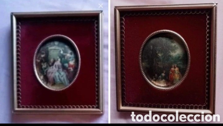 Vintage: 2 mini cuadros estilo Franc&eacute;s.