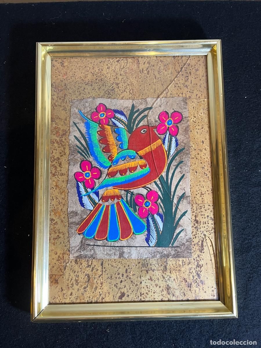 Vintage: Cuadro Papel Amate Mexicano Vintage Ave Tropical Arte &Eacute;tnico Retro Boho A&ntilde;os 70