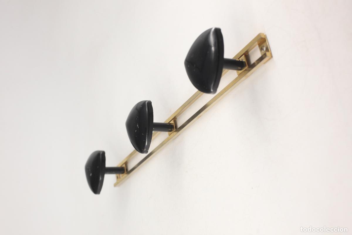 Vintage: Perchero pared vintage negro dorado 3 colgadores Francia 60's