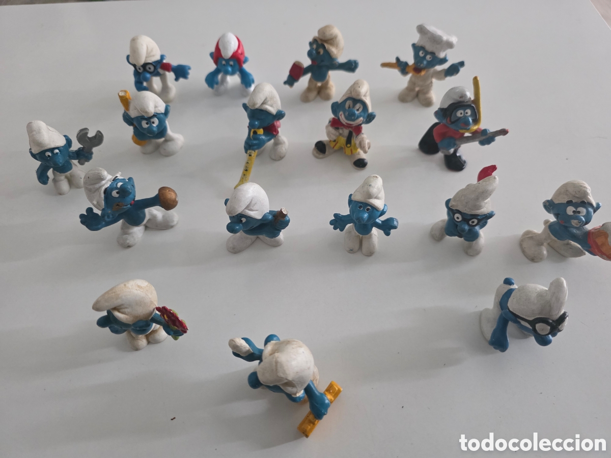 Vintage: Lote 17 Pitufos Peyo vintage a&ntilde;os 80 PVC Schleich
