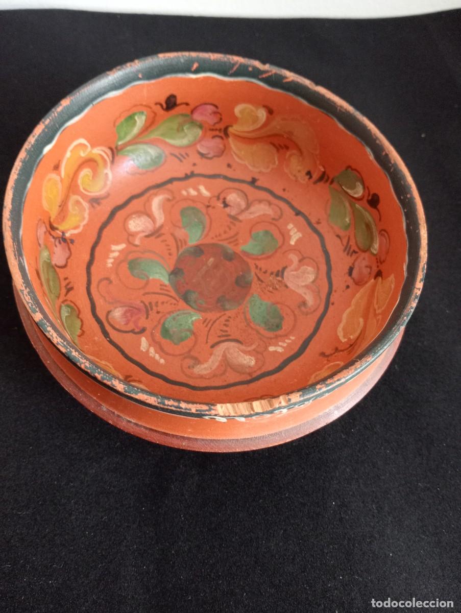 Vintage: Antiguo cuenco de madera noruego. Pintado a mano