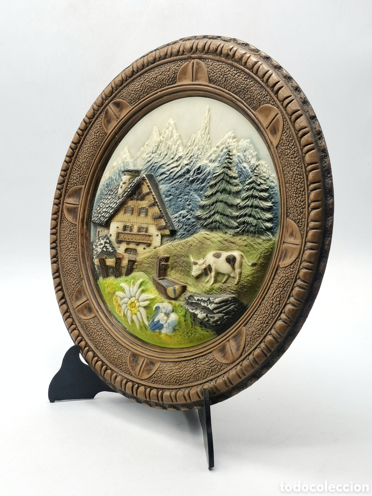 Vintage: PLATO EN RELIEVE QUE REPRESENTA CASA SUIZA Y MONTA&Ntilde;AS - Foto 7