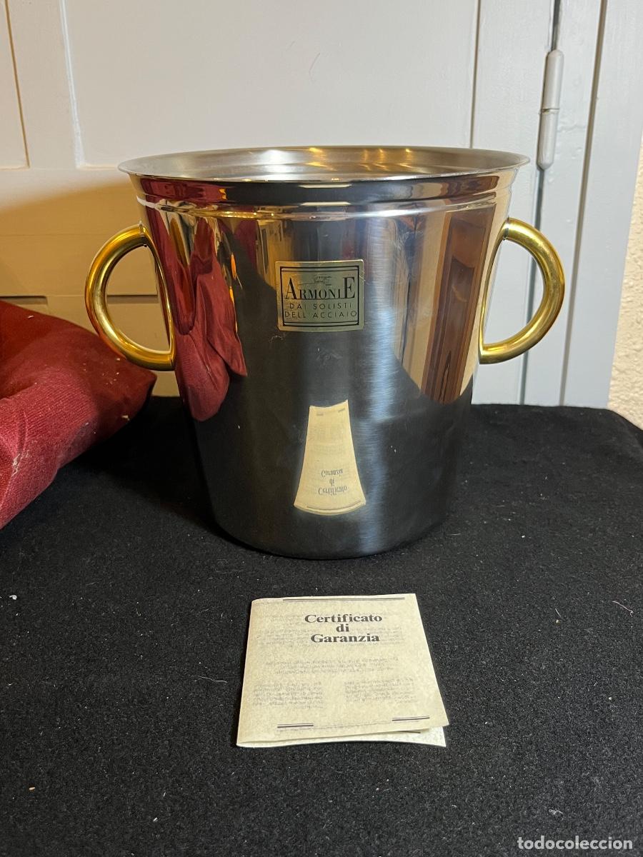 Vintage: Champanera cubitera Armonie Italia acero 18/10 oro 24Kt vintage a&ntilde;os 80 nueva NOS