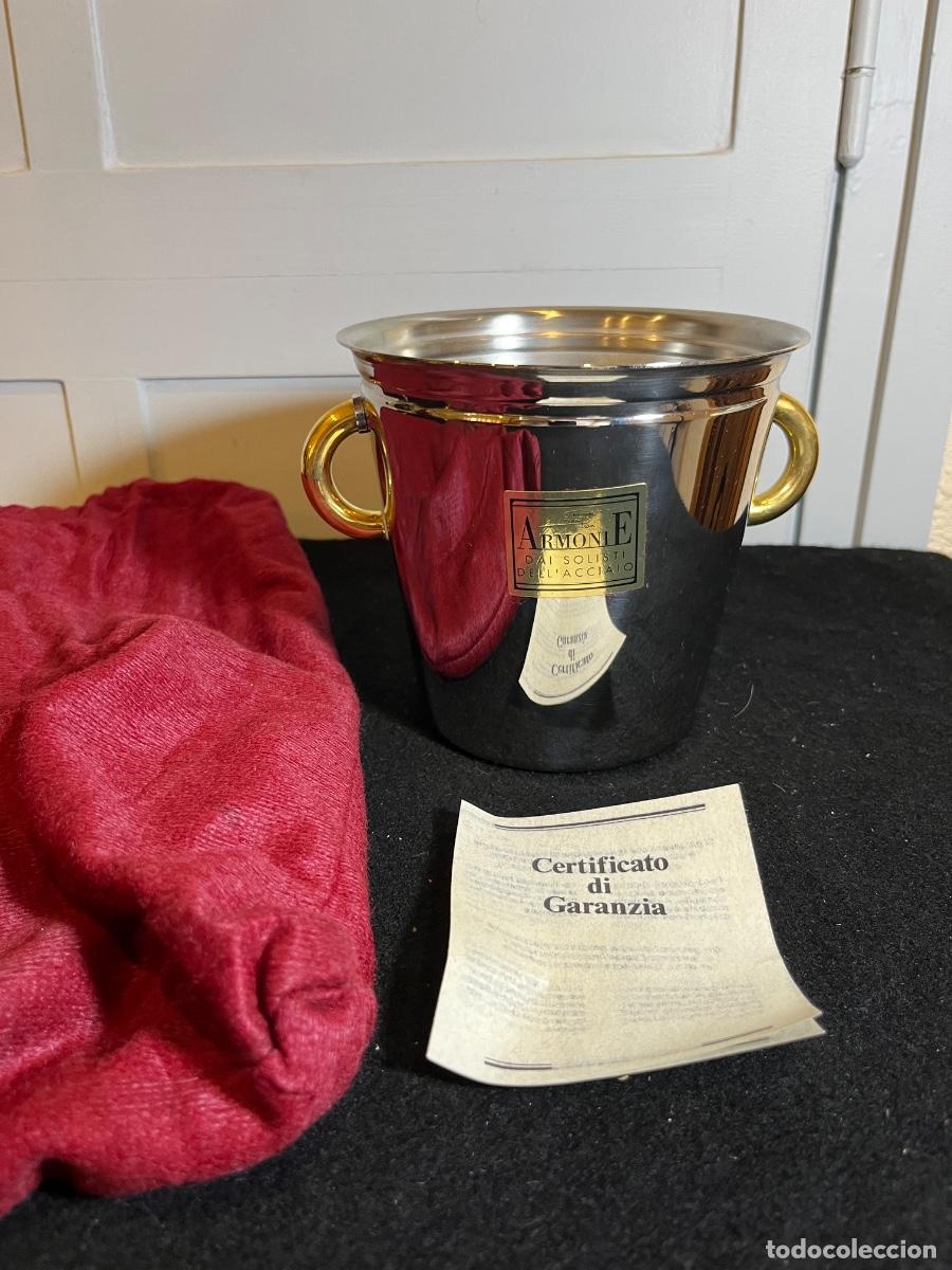 Vintage: Cubitera peque&ntilde;a Armonie Italia acero 18/10 oro 24Kt vintage a&ntilde;os 80 nueva NOS