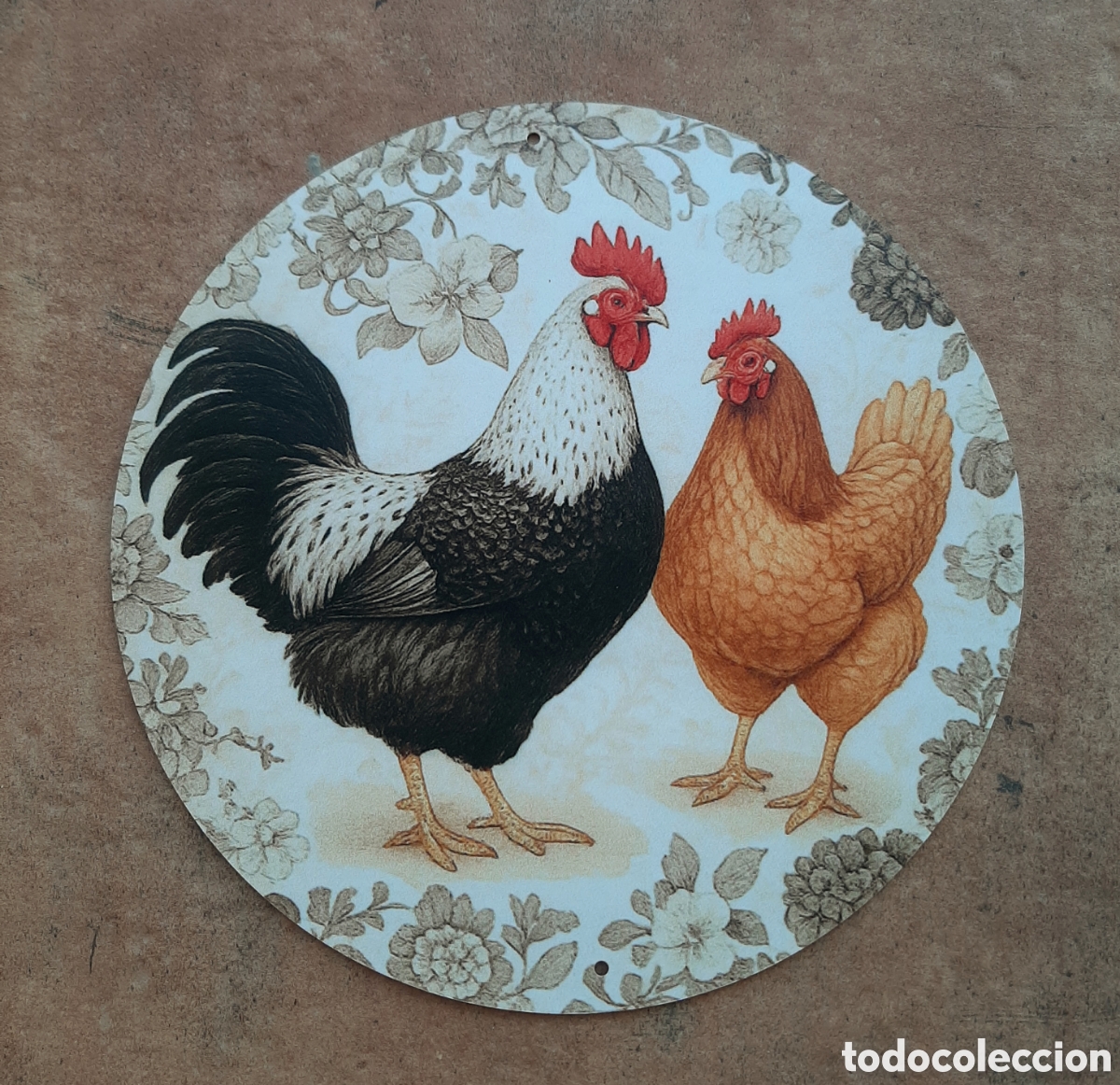 Vintage: Cartel chapa gallo y gallina