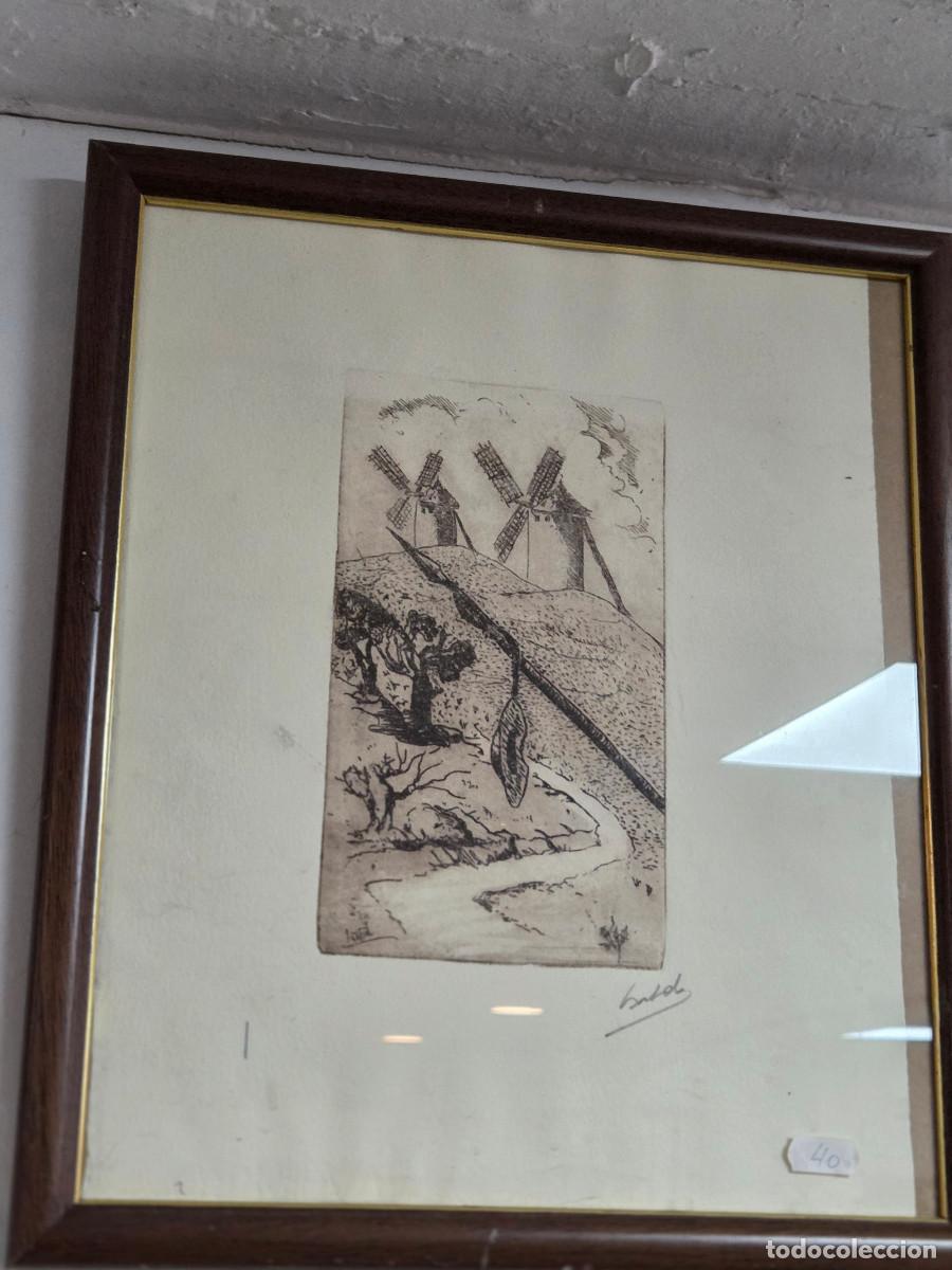 Vintage: cuadro con grabado al agua fuerte gastos de envio 5&euro;