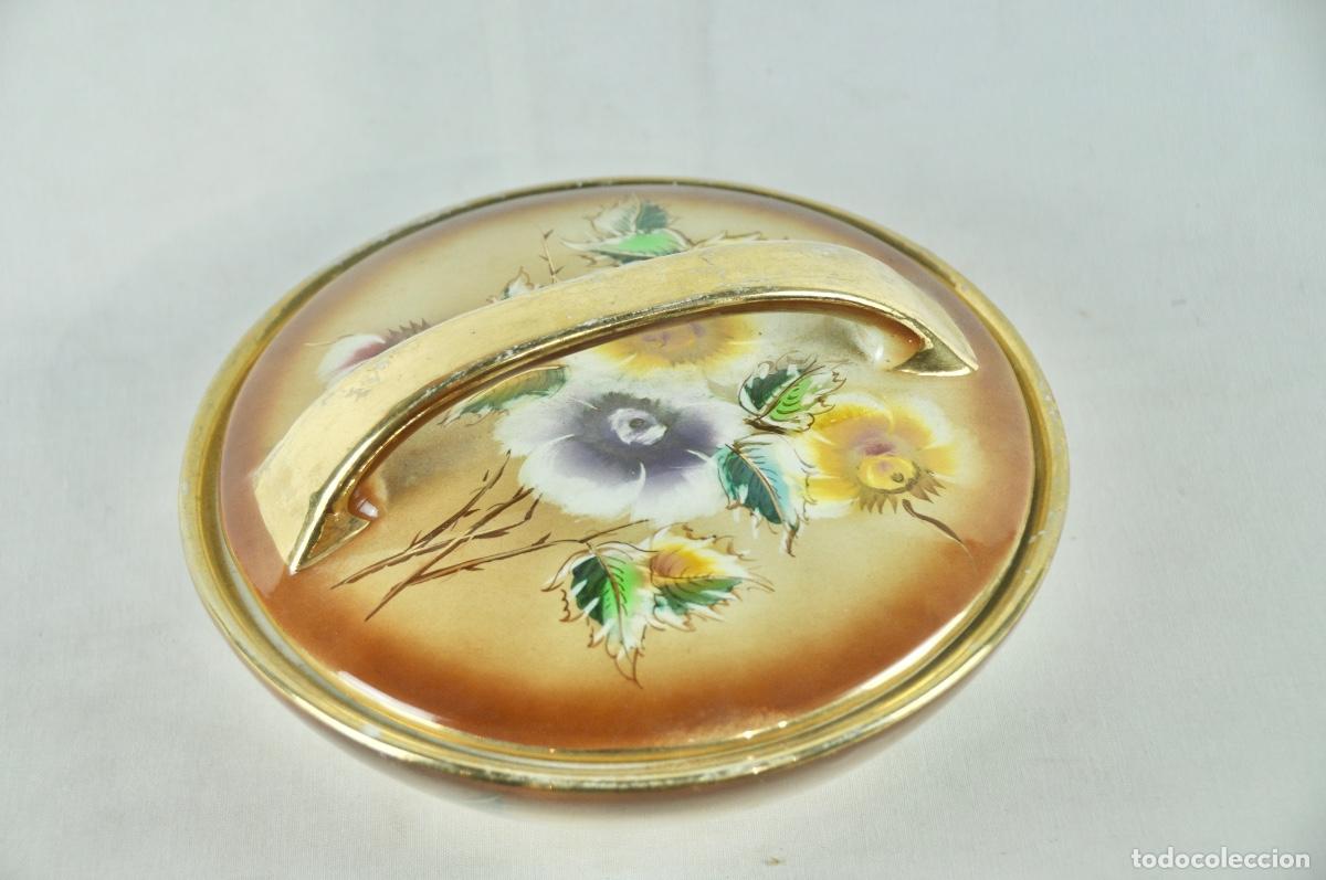 Vintage: Peque&ntilde;a sopera en tonos marrones y flores - Foto 3