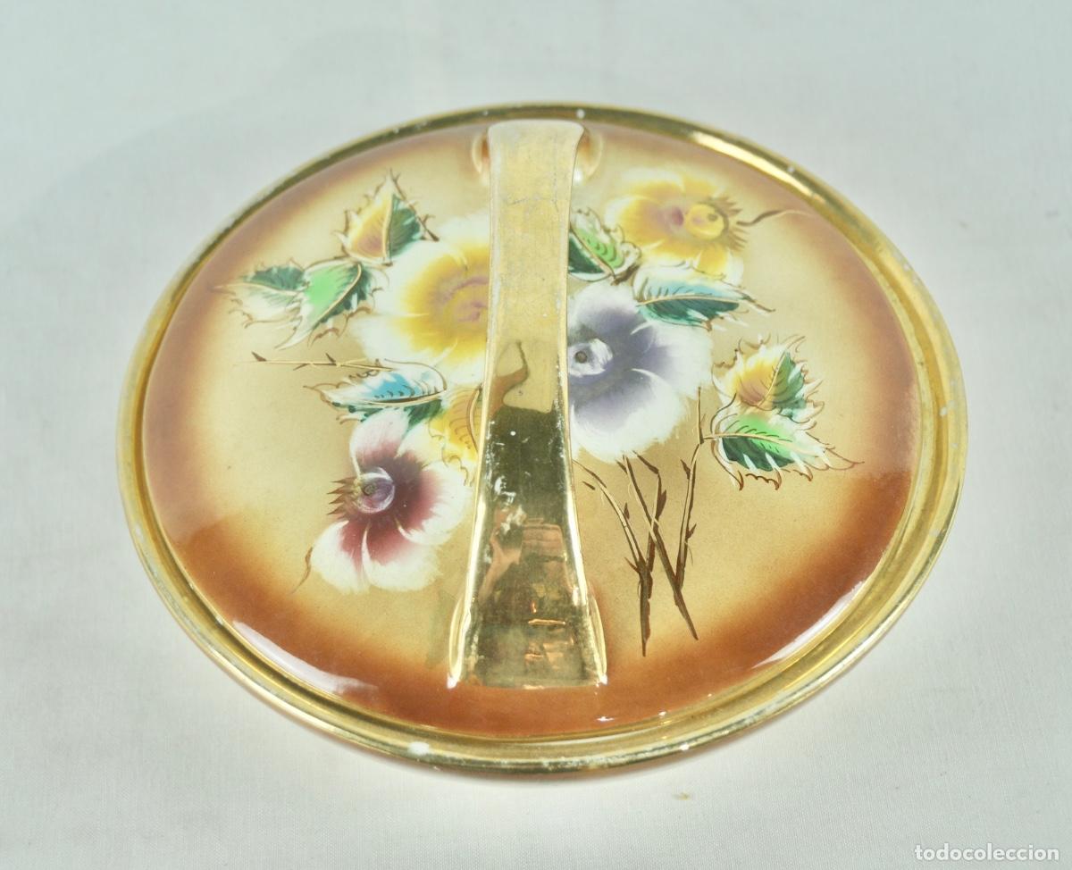 Vintage: Peque&ntilde;a sopera en tonos marrones y flores - Foto 4