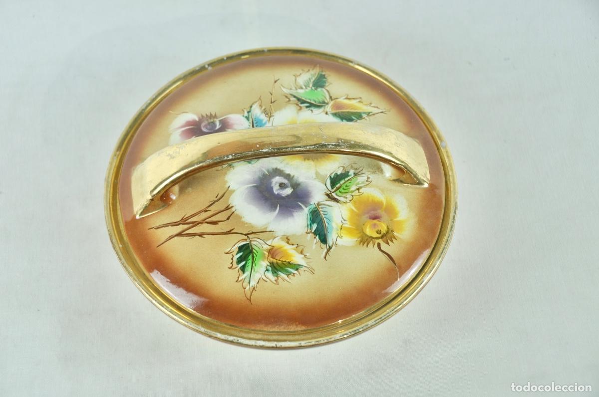 Vintage: Peque&ntilde;a sopera en tonos marrones y flores - Foto 9